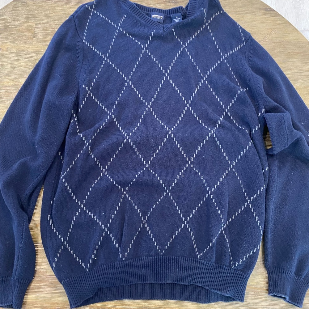 Navy Blue Argyle Sweater